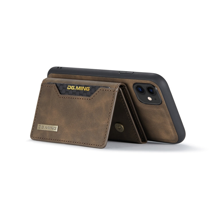 DG.MING M2 Series 3-Fold Multi Card Bag Back Cover Shockproof Case with Wallet & Holder Function For iPhone 11(Coffee) - HoMEdemic™ 