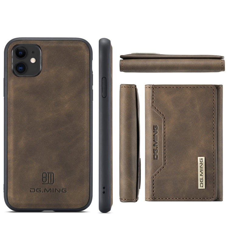 DG.MING M2 Series 3-Fold Multi Card Bag Back Cover Shockproof Case with Wallet & Holder Function For iPhone 11(Coffee) - HoMEdemic™ 