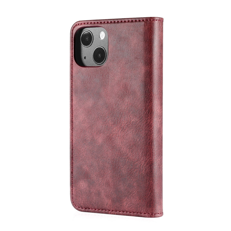 For iPhone 13 mini DG.MING Crazy Horse Texture Flip Detachable Magnetic Leather Case with Holder & Card Slots & Wallet (Red) - HoMEdemic™ 