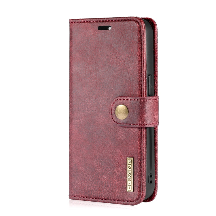 For iPhone 13 DG.MING Crazy Horse Texture Flip Detachable Magnetic Leather Case with Holder & Card Slots & Wallet(Red) - HoMEdemic™ 