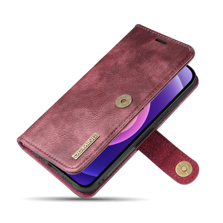 For iPhone 13 DG.MING Crazy Horse Texture Flip Detachable Magnetic Leather Case with Holder & Card Slots & Wallet(Red) - HoMEdemic™ 