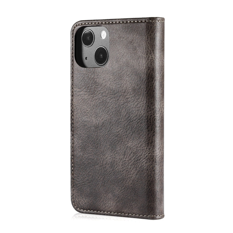 For iPhone 13 DG.MING Crazy Horse Texture Flip Detachable Magnetic Leather Case with Holder & Card Slots & Wallet(Grey) - HoMEdemic™ 