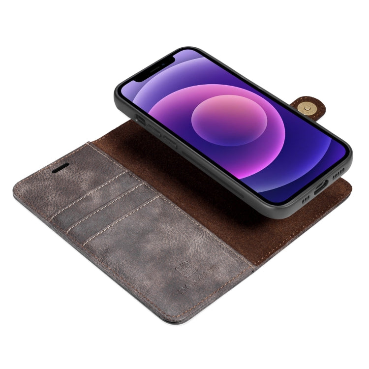 For iPhone 13 DG.MING Crazy Horse Texture Flip Detachable Magnetic Leather Case with Holder & Card Slots & Wallet(Grey) - HoMEdemic™ 