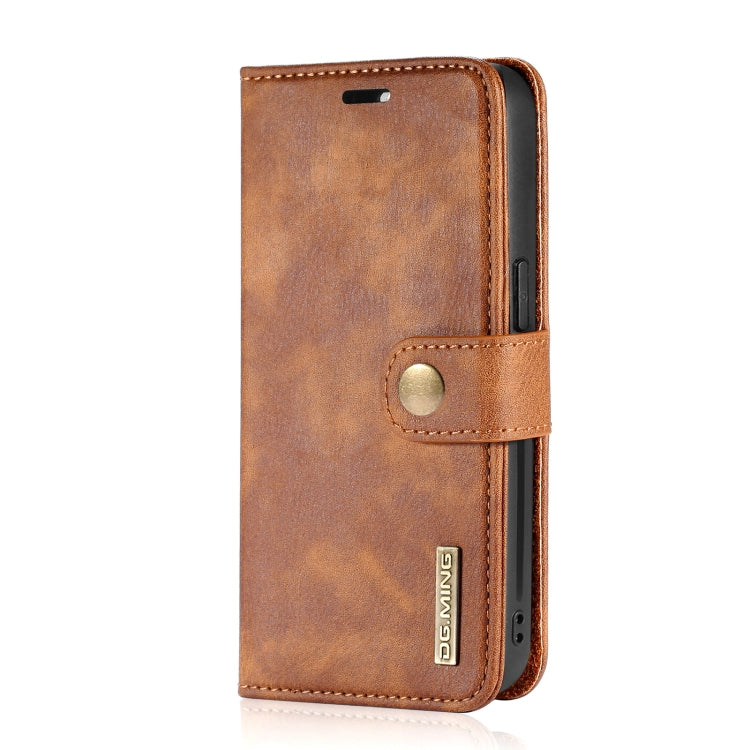For iPhone 13 DG.MING Crazy Horse Texture Flip Detachable Magnetic Leather Case with Holder & Card Slots & Wallet(Brown) - HoMEdemic™ 