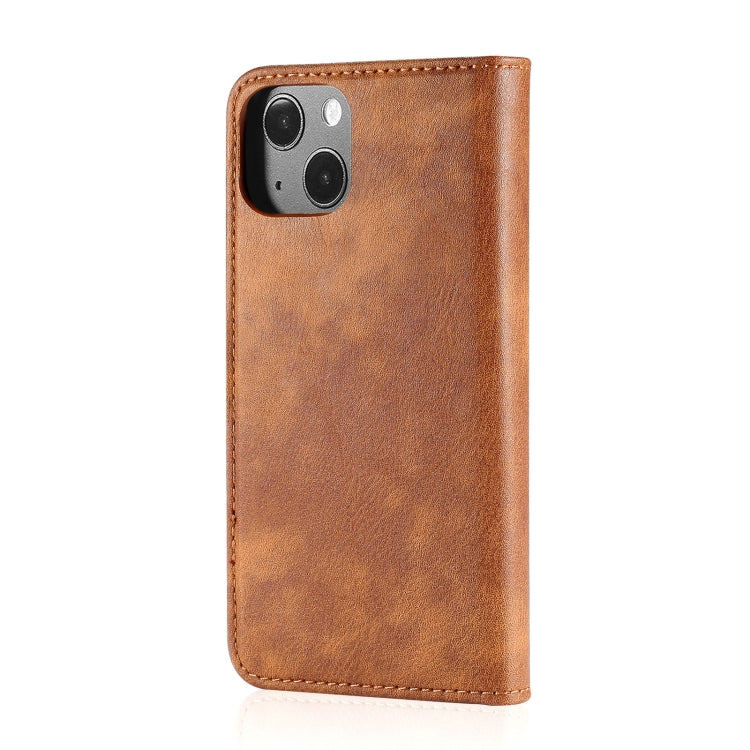 For iPhone 13 DG.MING Crazy Horse Texture Flip Detachable Magnetic Leather Case with Holder & Card Slots & Wallet(Brown) - HoMEdemic™ 