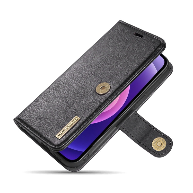 For iPhone 13 DG.MING Crazy Horse Texture Flip Detachable Magnetic Leather Case with Holder & Card Slots & Wallet(Black) - HoMEdemic™ 