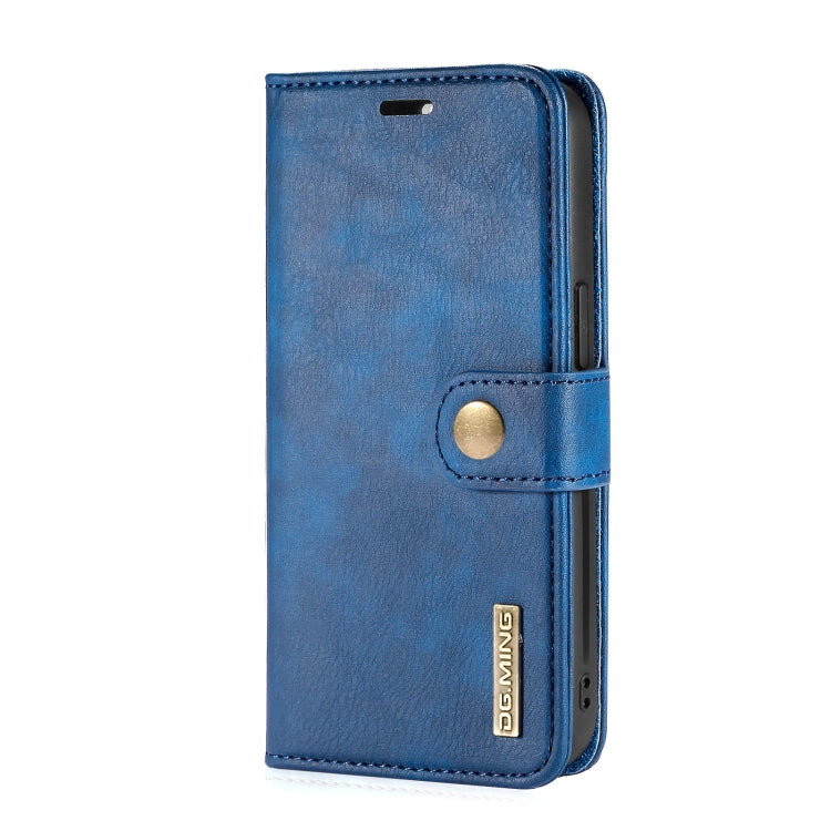For iPhone 13 DG.MING Crazy Horse Texture Flip Detachable Magnetic Leather Case with Holder & Card Slots & Wallet(Blue) - HoMEdemic™ 