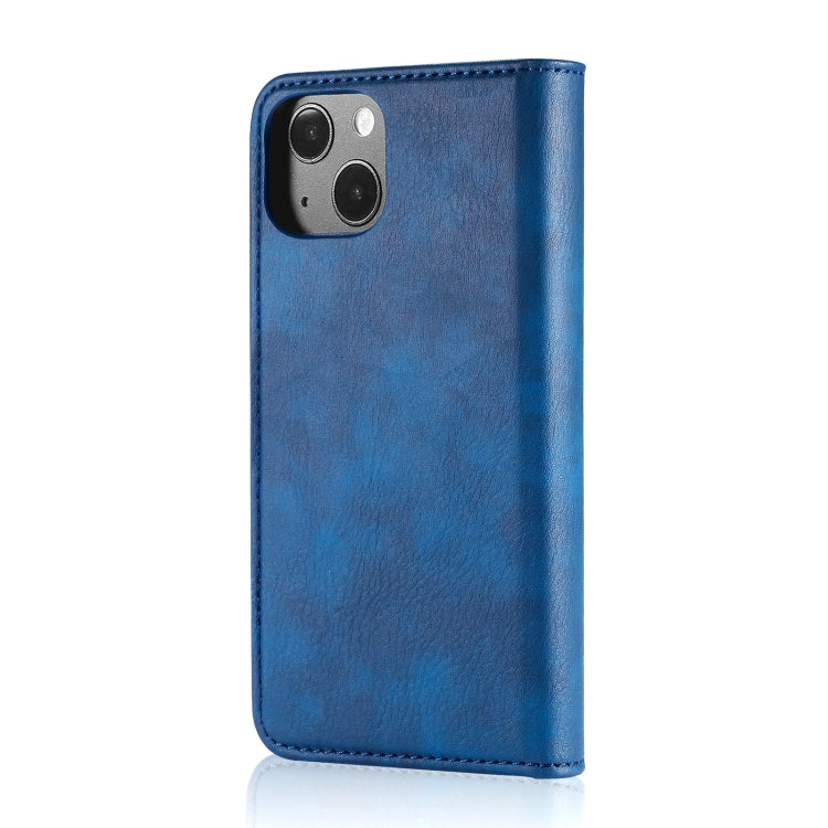 For iPhone 13 DG.MING Crazy Horse Texture Flip Detachable Magnetic Leather Case with Holder & Card Slots & Wallet(Blue) - HoMEdemic™ 