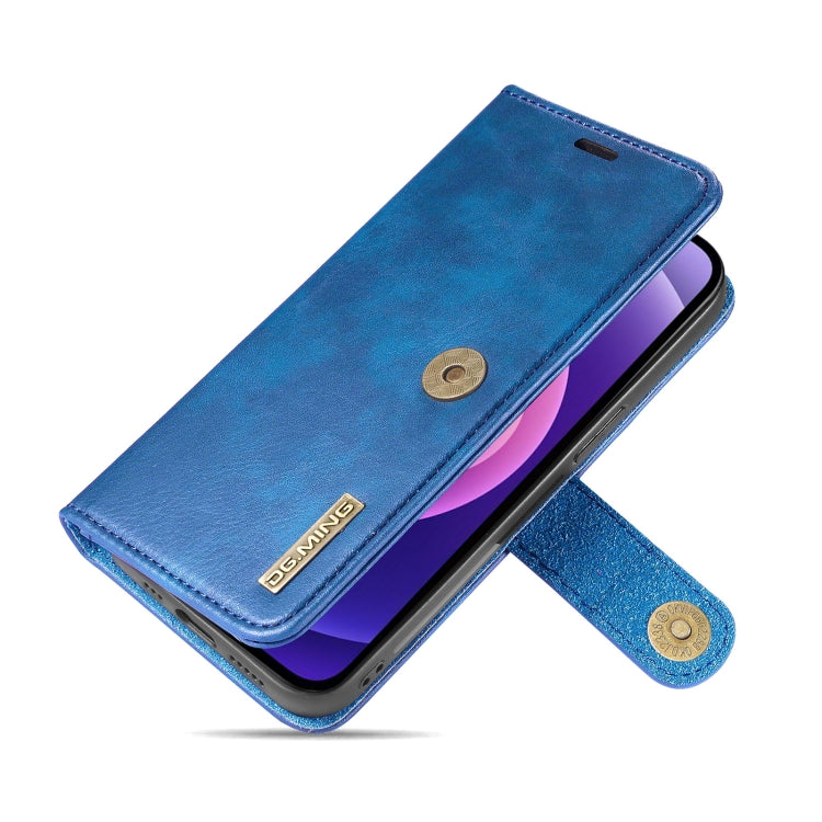 For iPhone 13 DG.MING Crazy Horse Texture Flip Detachable Magnetic Leather Case with Holder & Card Slots & Wallet(Blue) - HoMEdemic™ 