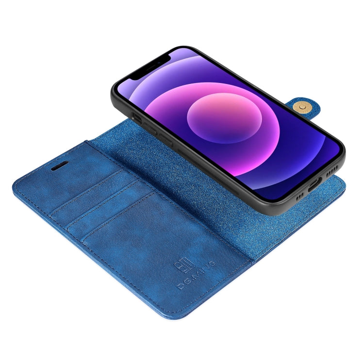 For iPhone 13 DG.MING Crazy Horse Texture Flip Detachable Magnetic Leather Case with Holder & Card Slots & Wallet(Blue) - HoMEdemic™ 