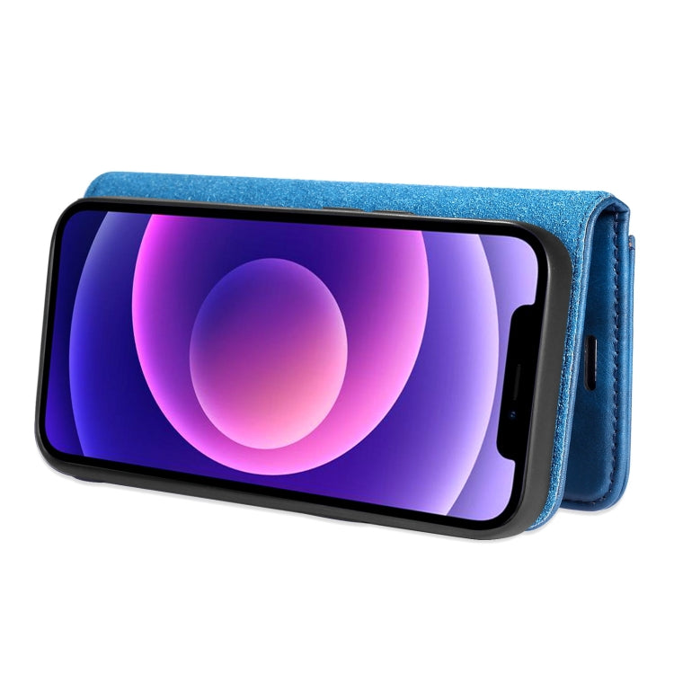 For iPhone 13 DG.MING Crazy Horse Texture Flip Detachable Magnetic Leather Case with Holder & Card Slots & Wallet(Blue) - HoMEdemic™ 