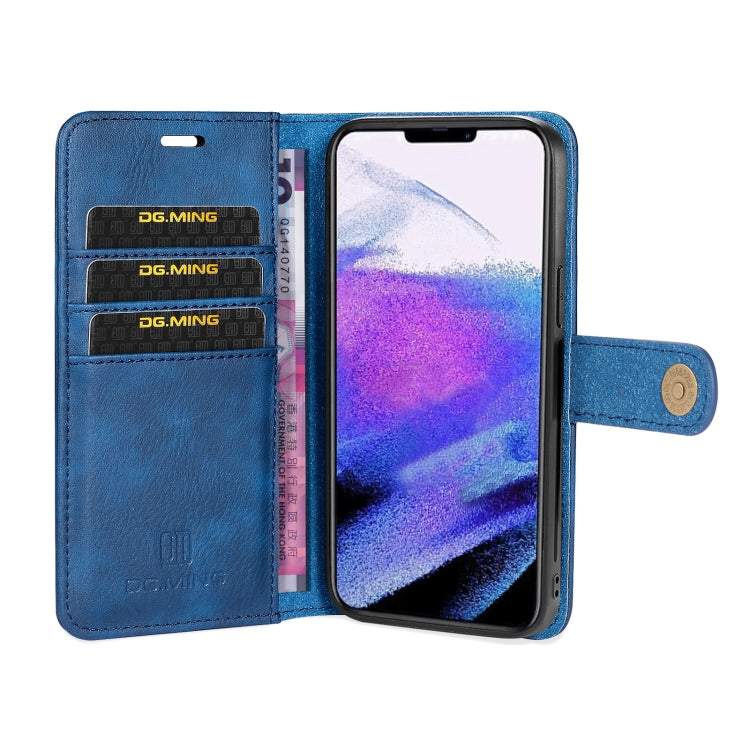 For iPhone 13 Pro DG.MING Crazy Horse Texture Flip Detachable Magnetic Leather Case with Holder & Card Slots & Wallet (Blue) - HoMEdemic™ 