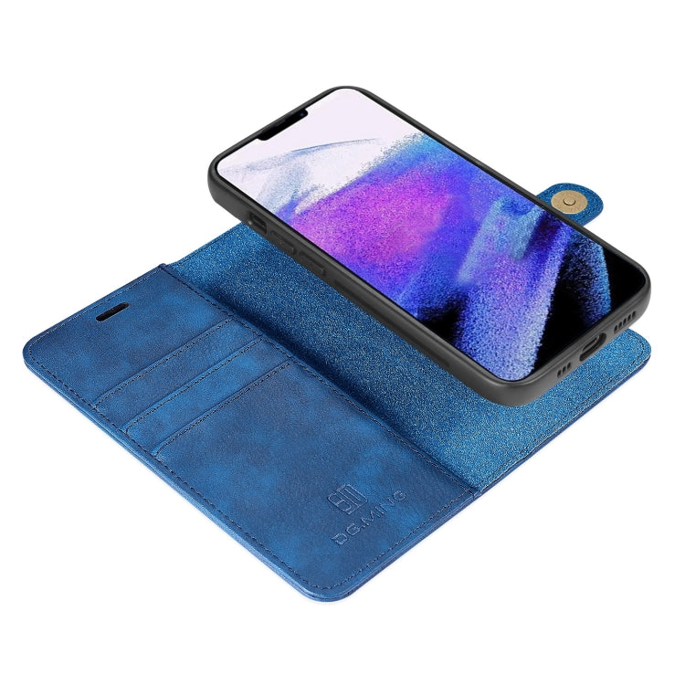For iPhone 13 Pro DG.MING Crazy Horse Texture Flip Detachable Magnetic Leather Case with Holder & Card Slots & Wallet (Blue) - HoMEdemic™ 