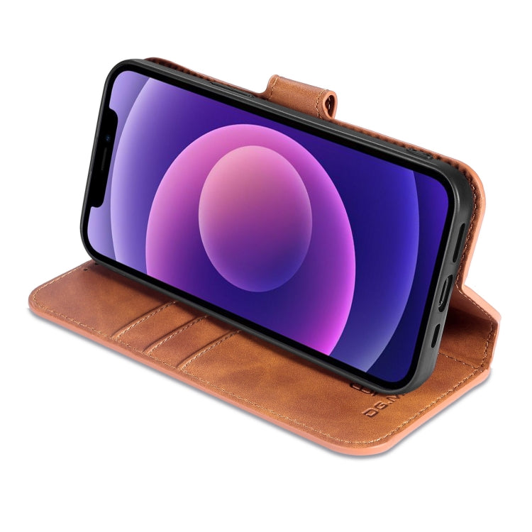For iPhone 13 mini DG.MING Retro Oil Side Horizontal Flip Leather Case with Holder & Card Slots & Wallet (Brown) - HoMEdemic™ 