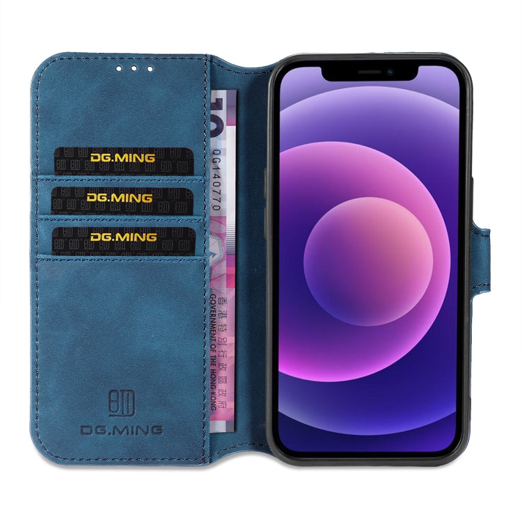 For iPhone 13 mini DG.MING Retro Oil Side Horizontal Flip Leather Case with Holder & Card Slots & Wallet (Blue) - HoMEdemic™ 