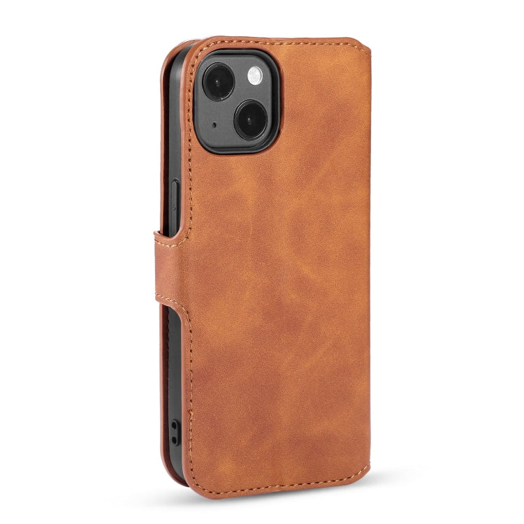 For iPhone 13 DG.MING Retro Oil Side Horizontal Flip Leather Case with Holder & Card Slots & Wallet(Brown) - HoMEdemic™ 