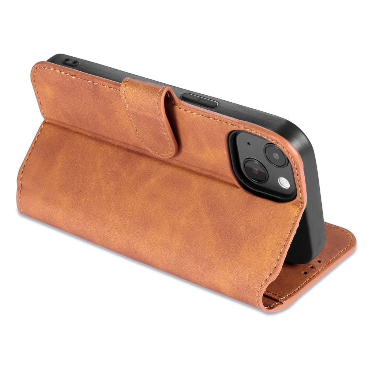 For iPhone 13 DG.MING Retro Oil Side Horizontal Flip Leather Case with Holder & Card Slots & Wallet(Brown) - HoMEdemic™ 