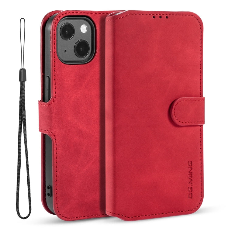 For iPhone 13 DG.MING Retro Oil Side Horizontal Flip Leather Case with Holder & Card Slots & Wallet(Red) - HoMEdemic™ 