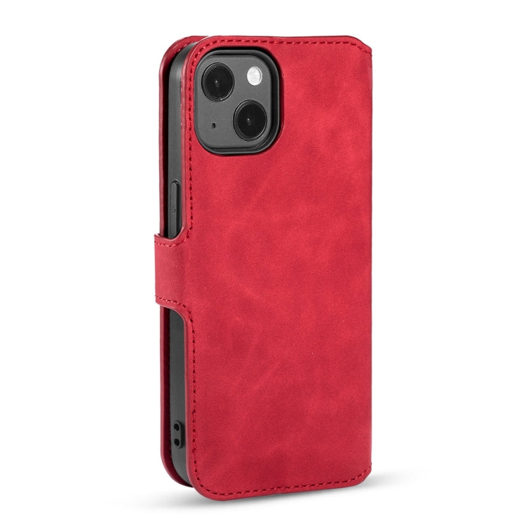 For iPhone 13 DG.MING Retro Oil Side Horizontal Flip Leather Case with Holder & Card Slots & Wallet(Red) - HoMEdemic™ 