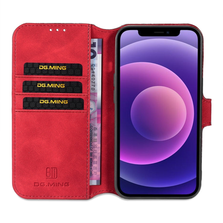 For iPhone 13 DG.MING Retro Oil Side Horizontal Flip Leather Case with Holder & Card Slots & Wallet(Red) - HoMEdemic™ 