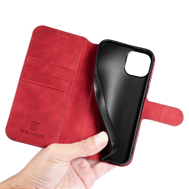 For iPhone 13 DG.MING Retro Oil Side Horizontal Flip Leather Case with Holder & Card Slots & Wallet(Red) - HoMEdemic™ 