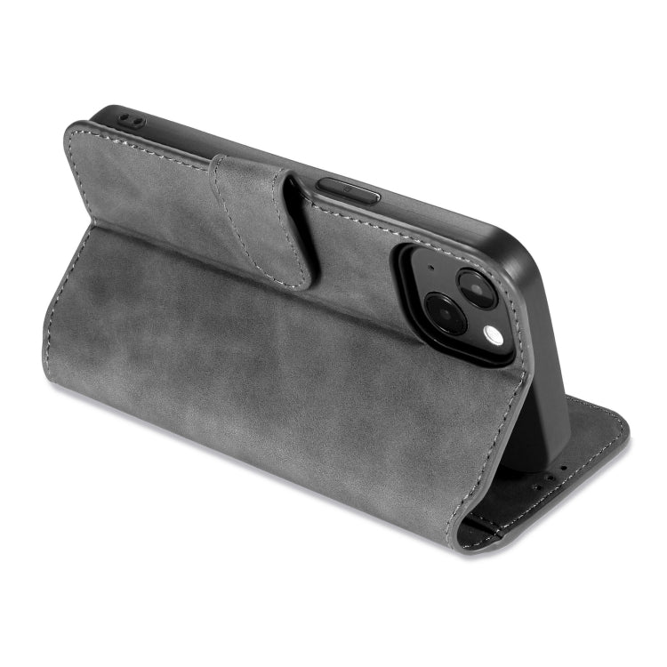 For iPhone 13 DG.MING Retro Oil Side Horizontal Flip Leather Case with Holder & Card Slots & Wallet(Grey) - HoMEdemic™ 
