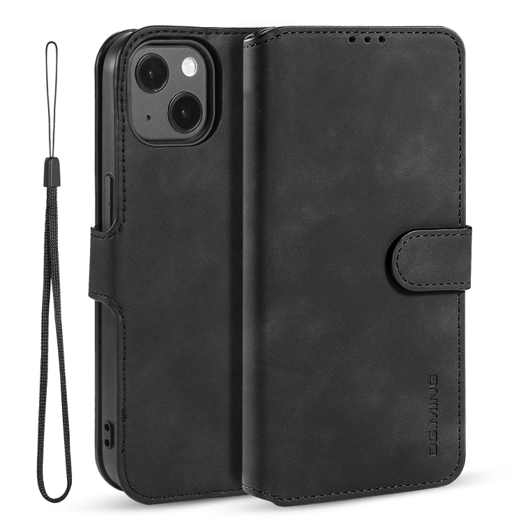 For iPhone 13 DG.MING Retro Oil Side Horizontal Flip Leather Case with Holder & Card Slots & Wallet(Black) - HoMEdemic™ 