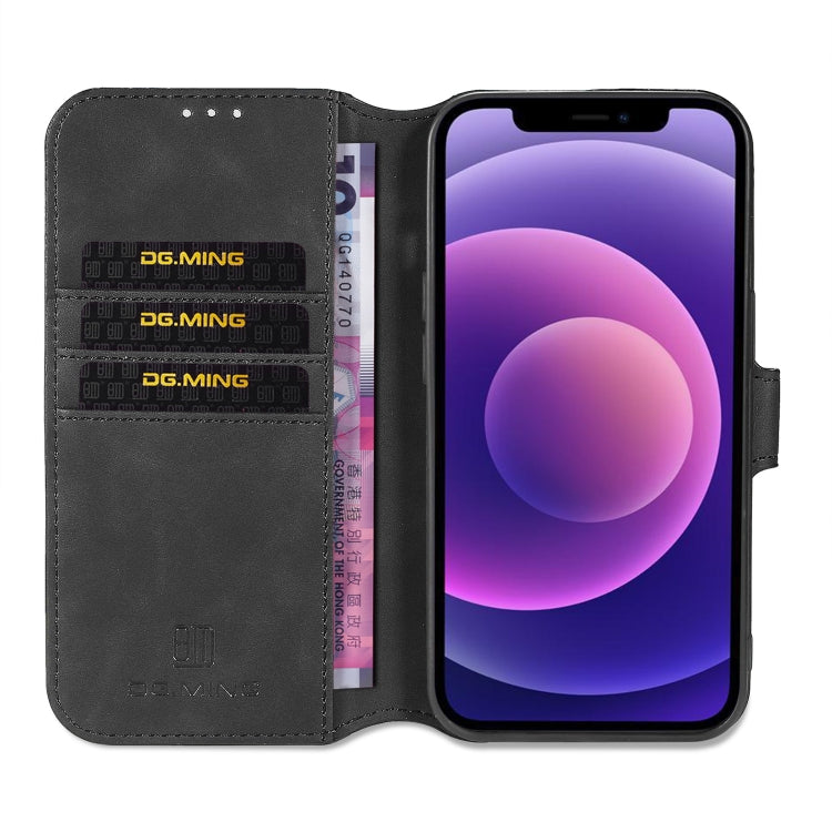 For iPhone 13 DG.MING Retro Oil Side Horizontal Flip Leather Case with Holder & Card Slots & Wallet(Black) - HoMEdemic™ 