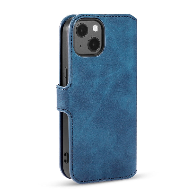 For iPhone 13 DG.MING Retro Oil Side Horizontal Flip Leather Case with Holder & Card Slots & Wallet(Blue) - HoMEdemic™ 