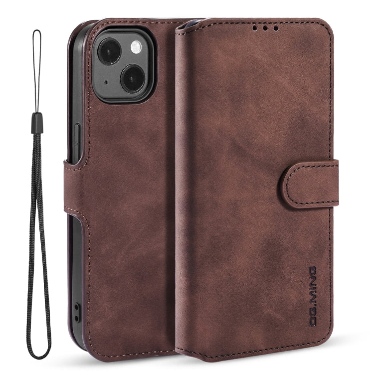 For iPhone 13 DG.MING Retro Oil Side Horizontal Flip Leather Case with Holder & Card Slots & Wallet(Coffee) - HoMEdemic™ 