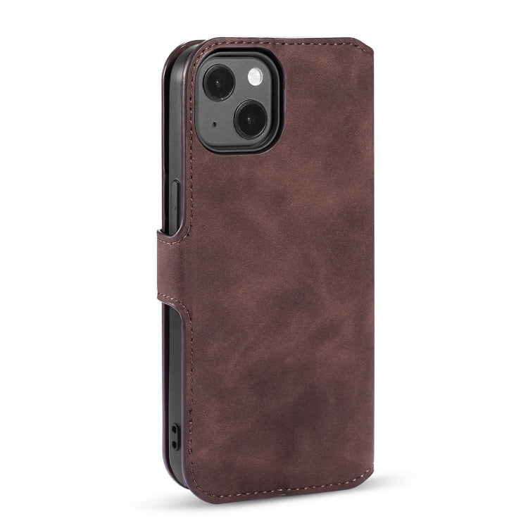 For iPhone 13 DG.MING Retro Oil Side Horizontal Flip Leather Case with Holder & Card Slots & Wallet(Coffee) - HoMEdemic™ 
