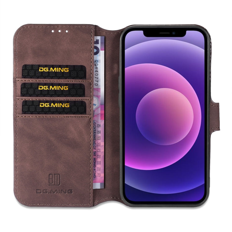 For iPhone 13 DG.MING Retro Oil Side Horizontal Flip Leather Case with Holder & Card Slots & Wallet(Coffee) - HoMEdemic™ 