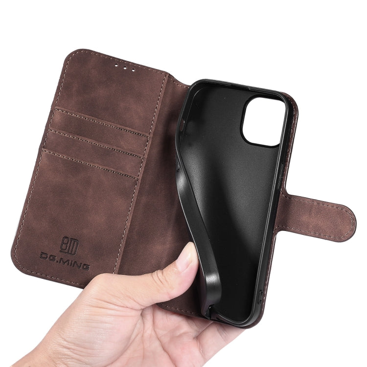 For iPhone 13 DG.MING Retro Oil Side Horizontal Flip Leather Case with Holder & Card Slots & Wallet(Coffee) - HoMEdemic™ 
