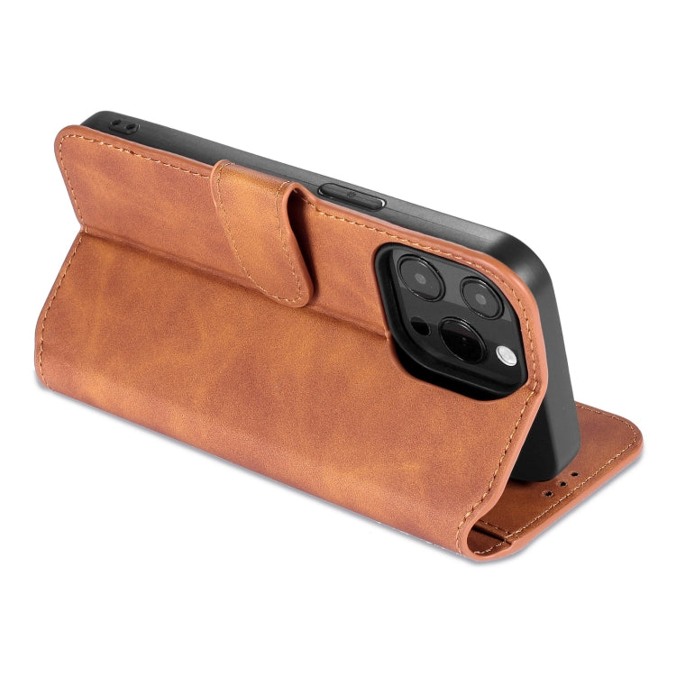 For iPhone 13 Pro DG.MING Retro Oil Side Horizontal Flip Leather Case with Holder & Card Slots & Wallet (Brown) - HoMEdemic™ 