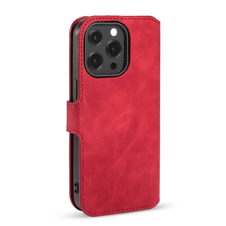 For iPhone 13 Pro DG.MING Retro Oil Side Horizontal Flip Leather Case with Holder & Card Slots & Wallet (Red) - HoMEdemic™ 