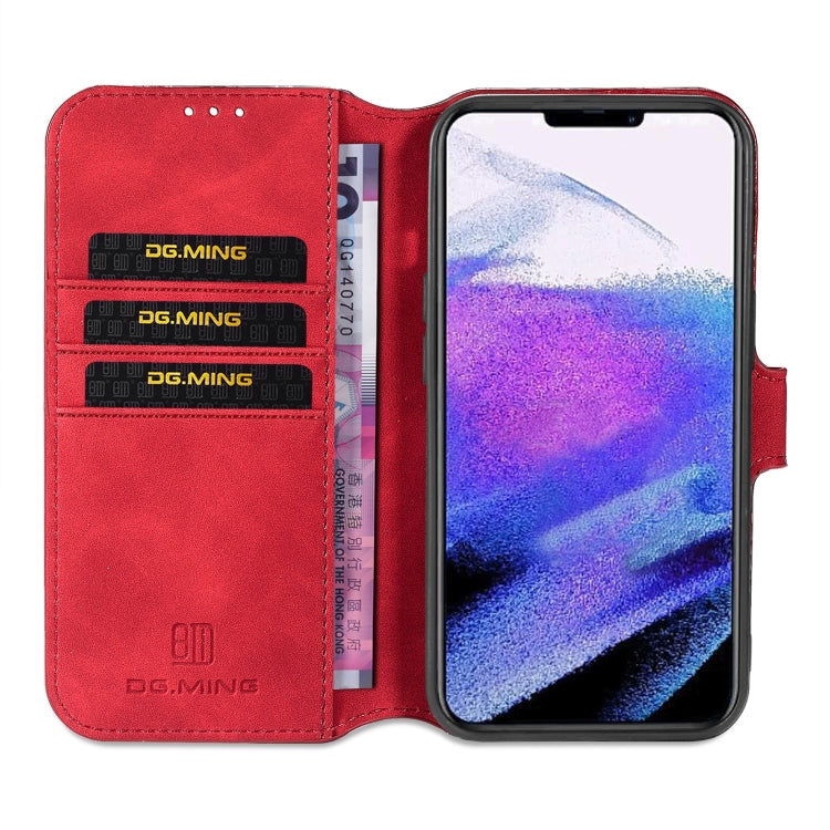 For iPhone 13 Pro DG.MING Retro Oil Side Horizontal Flip Leather Case with Holder & Card Slots & Wallet (Red) - HoMEdemic™ 