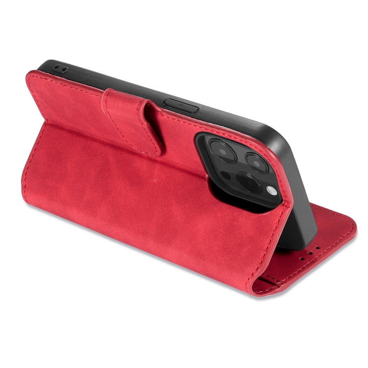 For iPhone 13 Pro DG.MING Retro Oil Side Horizontal Flip Leather Case with Holder & Card Slots & Wallet (Red) - HoMEdemic™ 