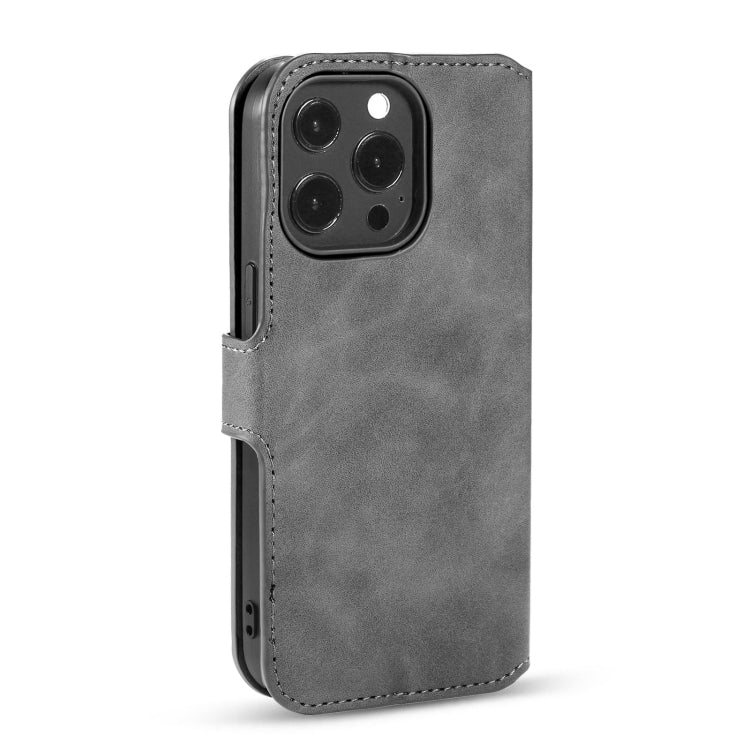 For iPhone 13 Pro DG.MING Retro Oil Side Horizontal Flip Leather Case with Holder & Card Slots & Wallet (Grey) - HoMEdemic™ 