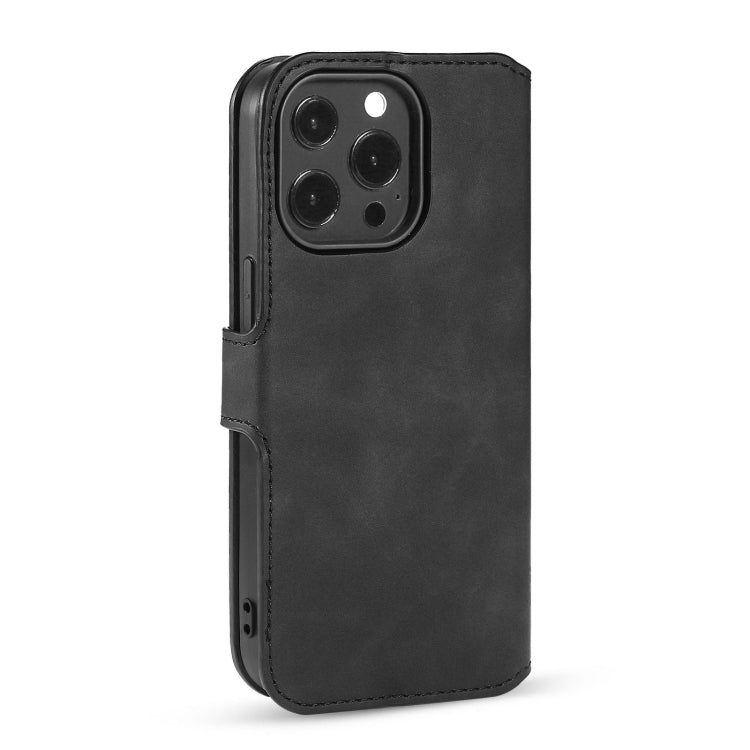 For iPhone 13 Pro DG.MING Retro Oil Side Horizontal Flip Leather Case with Holder & Card Slots & Wallet (Black) - HoMEdemic™ 