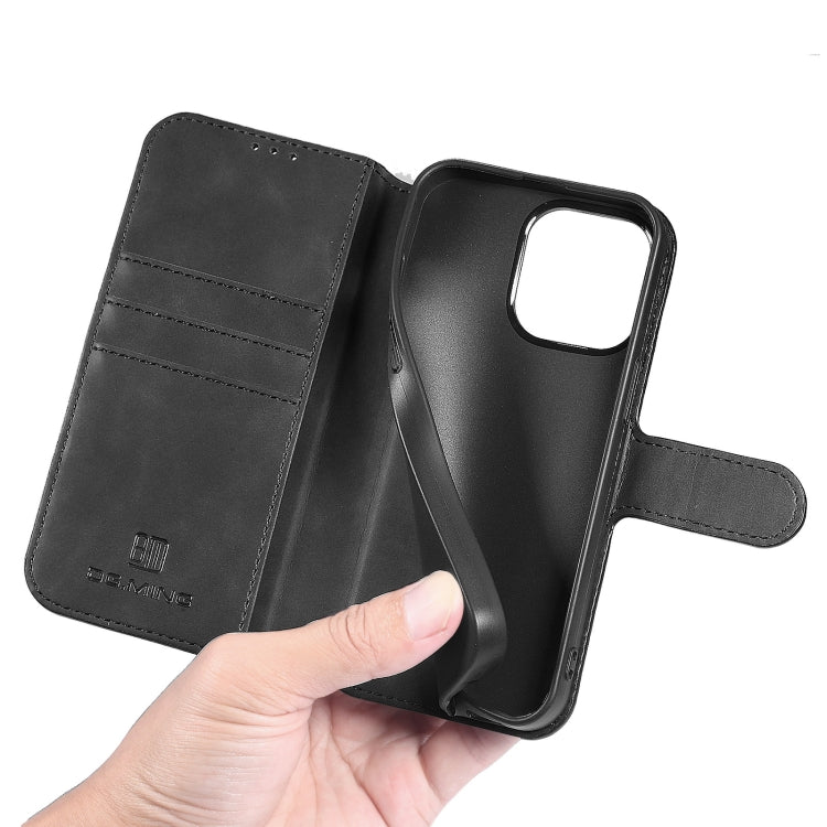 For iPhone 13 Pro DG.MING Retro Oil Side Horizontal Flip Leather Case with Holder & Card Slots & Wallet (Black) - HoMEdemic™ 