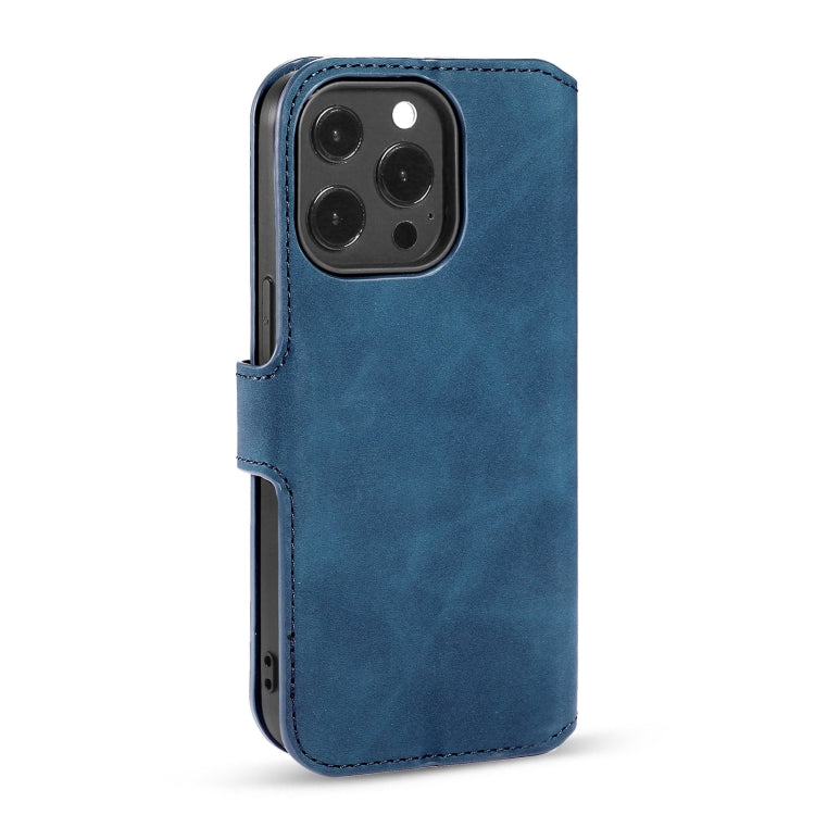 For iPhone 13 Pro DG.MING Retro Oil Side Horizontal Flip Leather Case with Holder & Card Slots & Wallet (Blue) - HoMEdemic™ 