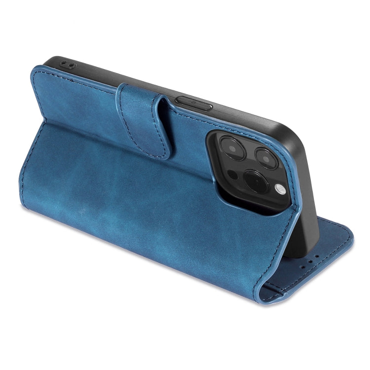 For iPhone 13 Pro DG.MING Retro Oil Side Horizontal Flip Leather Case with Holder & Card Slots & Wallet (Blue) - HoMEdemic™ 