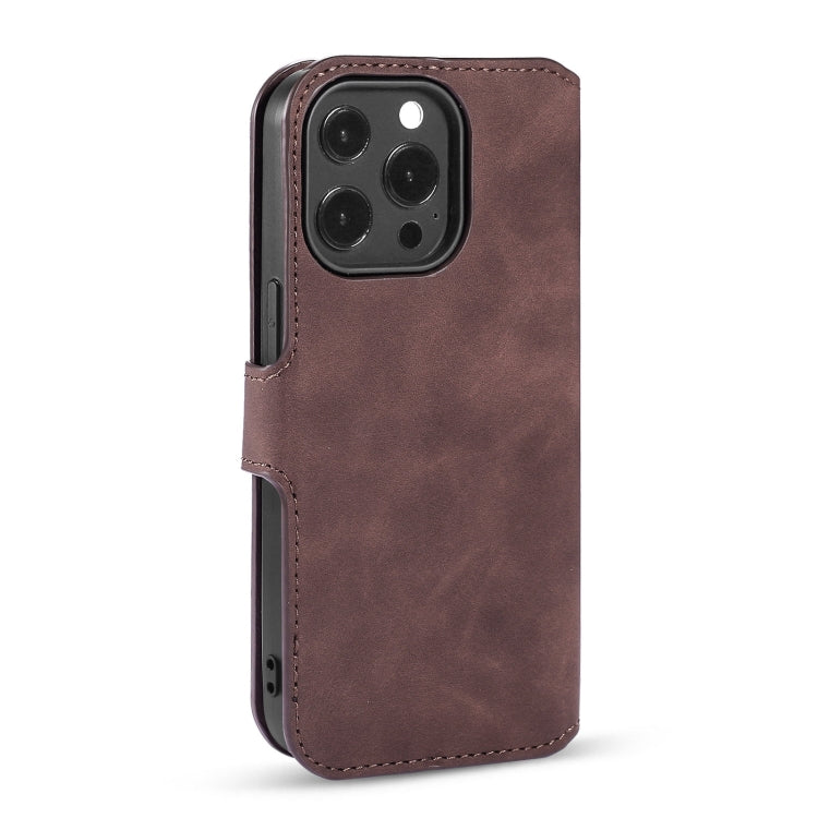 For iPhone 13 Pro DG.MING Retro Oil Side Horizontal Flip Leather Case with Holder & Card Slots & Wallet (Coffee) - HoMEdemic™ 
