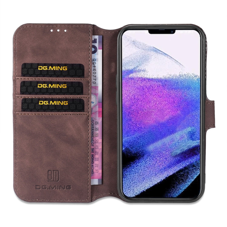 For iPhone 13 Pro DG.MING Retro Oil Side Horizontal Flip Leather Case with Holder & Card Slots & Wallet (Coffee) - HoMEdemic™ 
