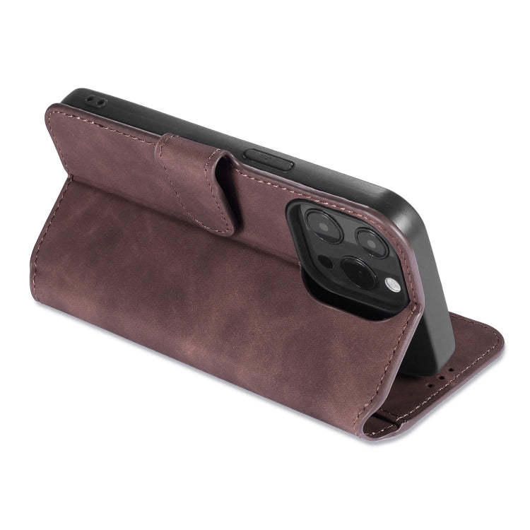 For iPhone 13 Pro DG.MING Retro Oil Side Horizontal Flip Leather Case with Holder & Card Slots & Wallet (Coffee) - HoMEdemic™ 