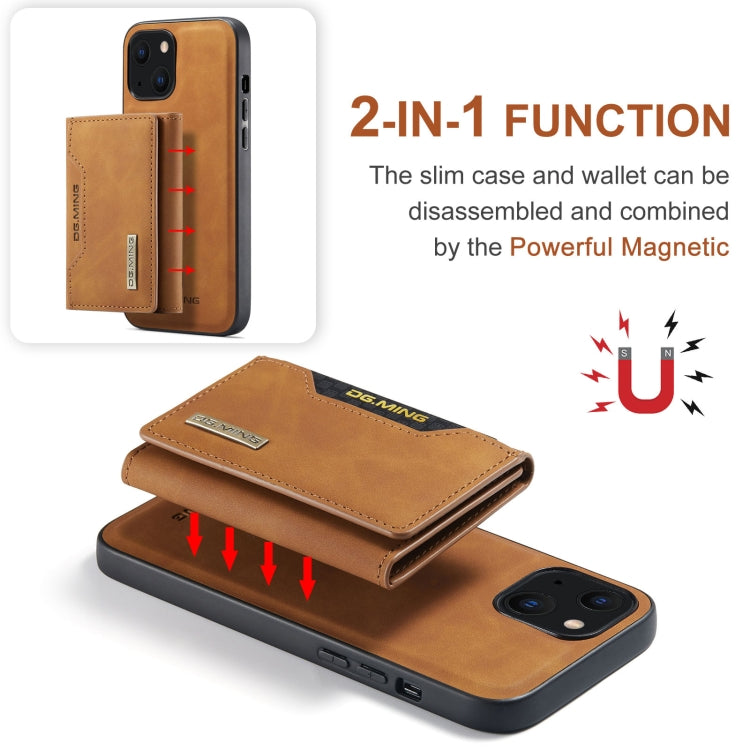 For iPhone 13 mini DG.MING M2 Series 3-Fold Card Bag Shockproof Case with Wallet & Holder Function (Brown) - HoMEdemic™ 