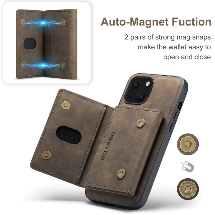 For iPhone 13 mini DG.MING M2 Series 3-Fold Card Bag Shockproof Case with Wallet & Holder Function (Coffee) - HoMEdemic™ 