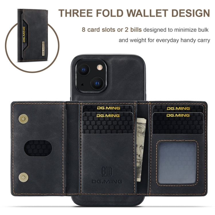 For iPhone 13 DG.MING M2 Series 3-Fold Card Bag Shockproof Case with Wallet & Holder Function(Black) - HoMEdemic™ 