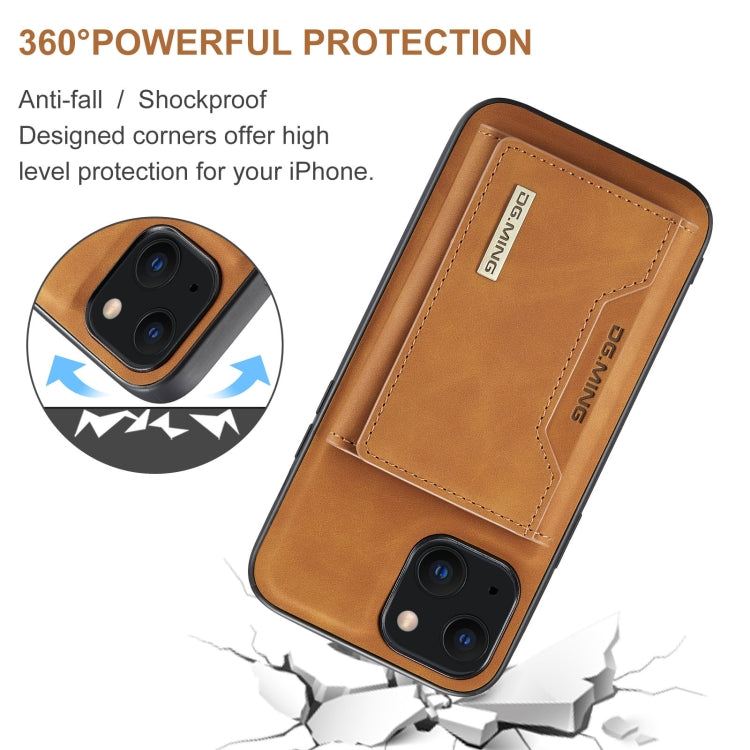 For iPhone 13 DG.MING M2 Series 3-Fold Card Bag Shockproof Case with Wallet & Holder Function(Brown) - HoMEdemic™ 