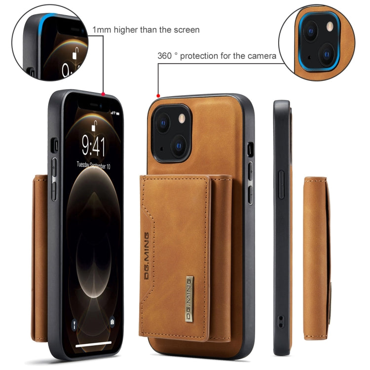 For iPhone 13 DG.MING M2 Series 3-Fold Card Bag Shockproof Case with Wallet & Holder Function(Brown) - HoMEdemic™ 